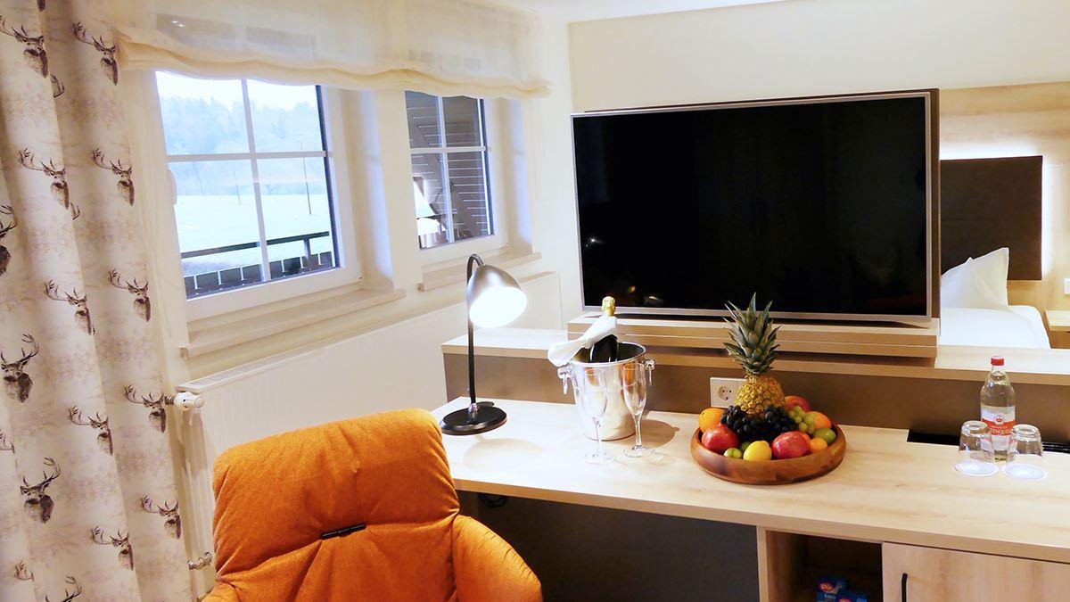 Doppelzimmer NaturPur mit privater Sauna - Schreibtisch und TV